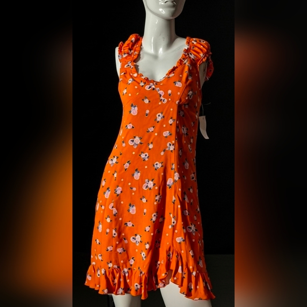 Floral Orange Ruffle Dress